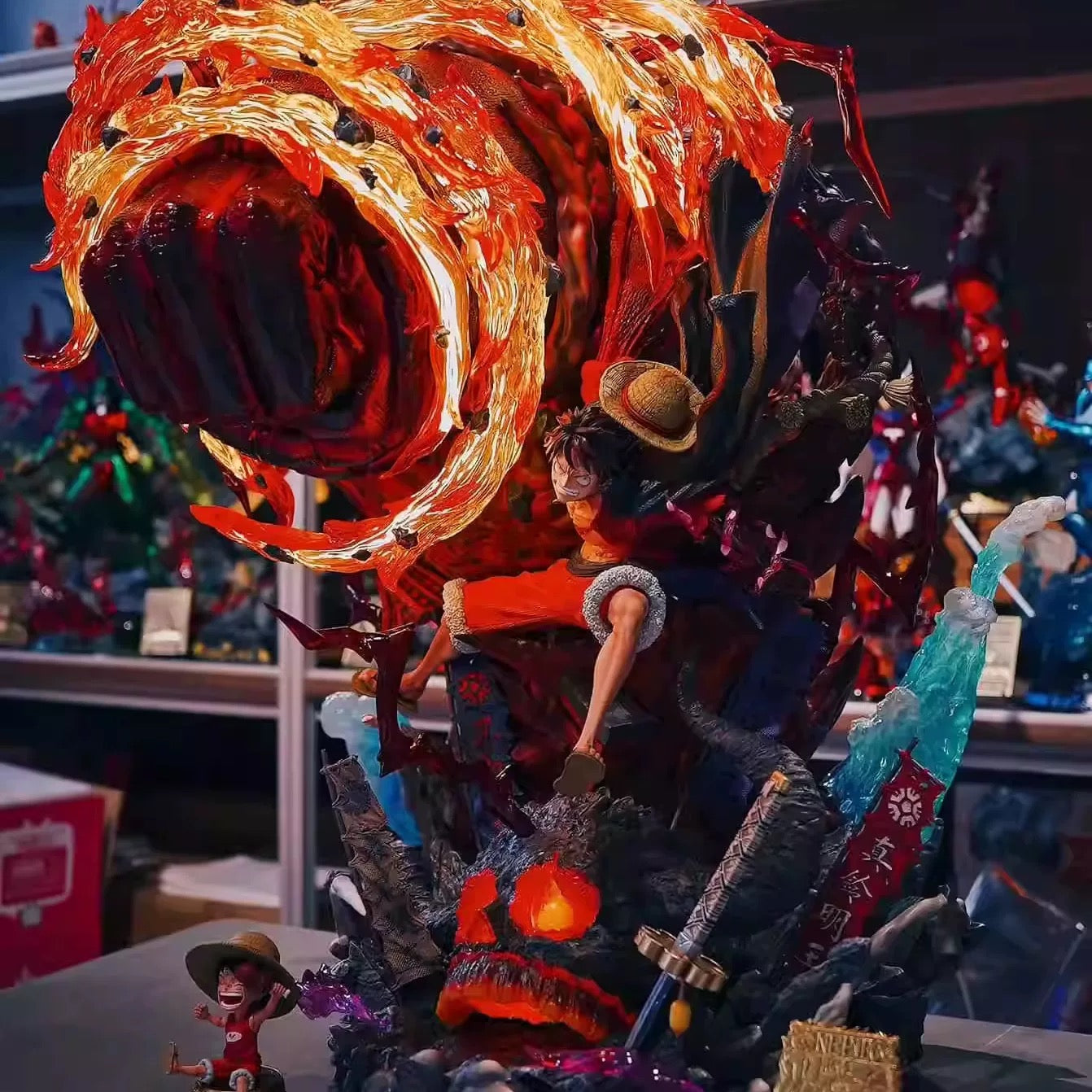 One Piece GK Statue – Luffy Hellfire Form Large-Scale Premium Resin Collector Statue
