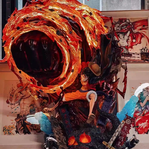 One Piece GK Statue – Luffy Hellfire Form Large-Scale Premium Resin Collector Statue
