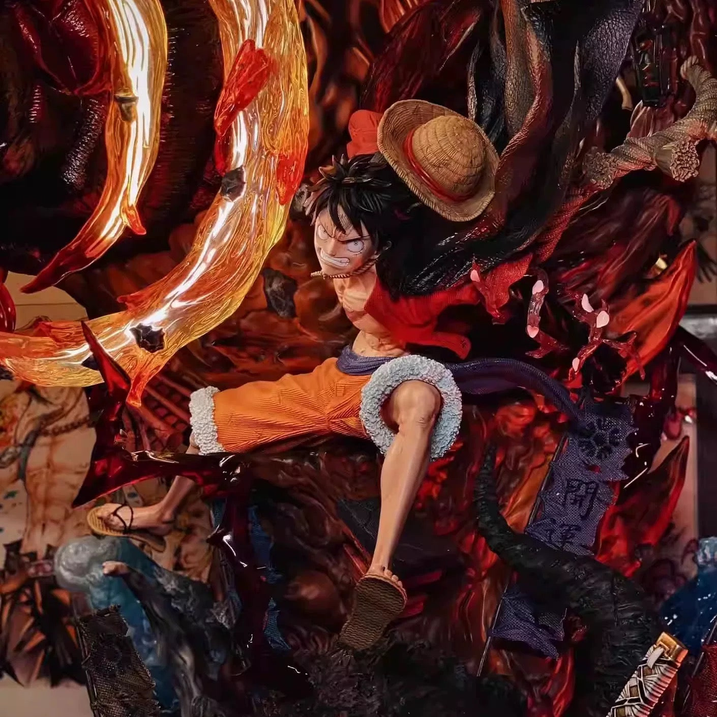 One Piece GK Statue – Luffy Hellfire Form Large-Scale Premium Resin Collector Statue