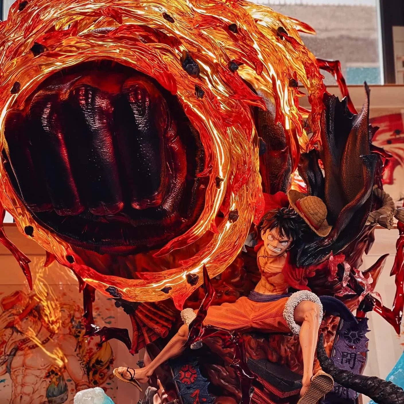 One Piece GK Statue – Luffy Hellfire Form Large-Scale Premium Resin Collector Statue